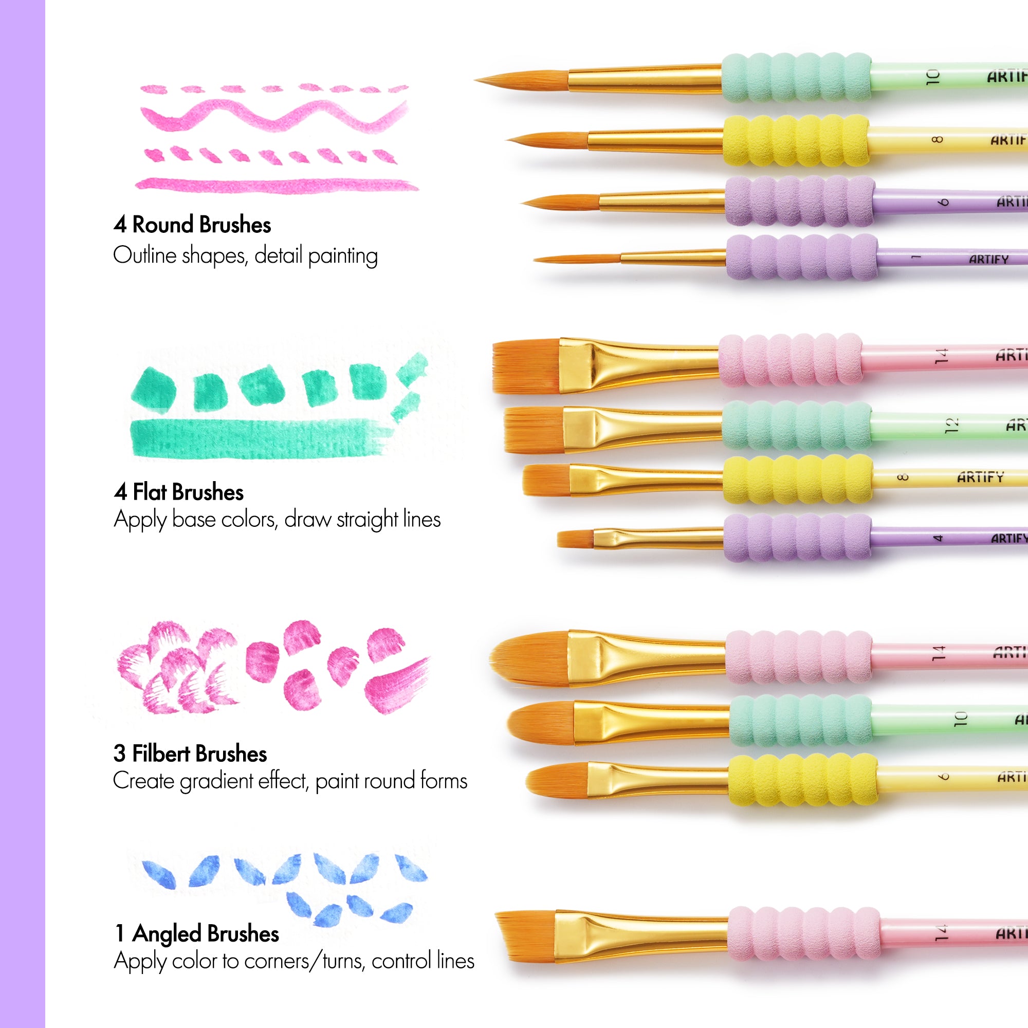 ARTIFY All-Purpose Paint Brushes for Kids, Ideal for Kids Arts & Crafts