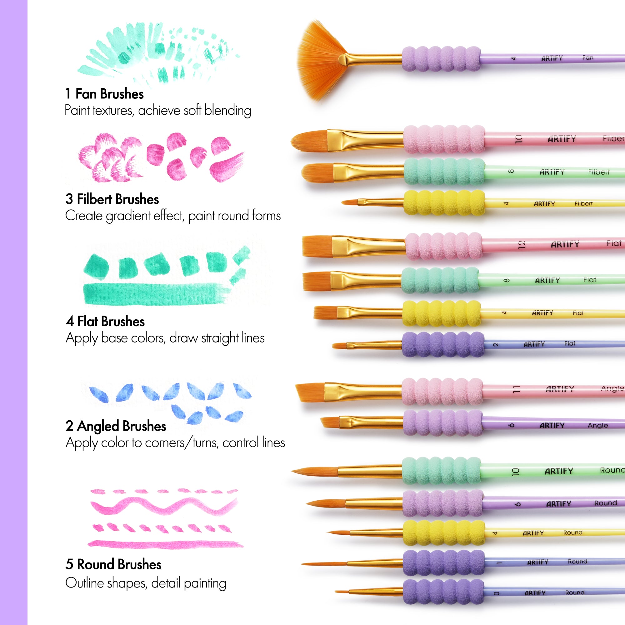 ARTIFY All-Purpose Paint Brushes for Kids, Ideal for Kids Arts & Crafts