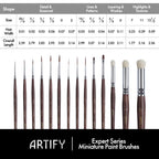 ARTIFY 14 PCS Miniature Paint Brush Set: Bionic Hair Fine Brushes with Goat Hair Drybrushes