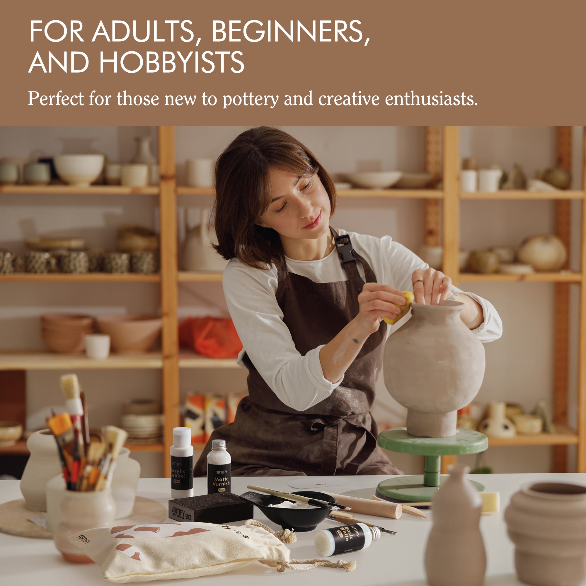 DIY Home Pottery Kit, Air Dry Clay Craft Kit for All Ages
