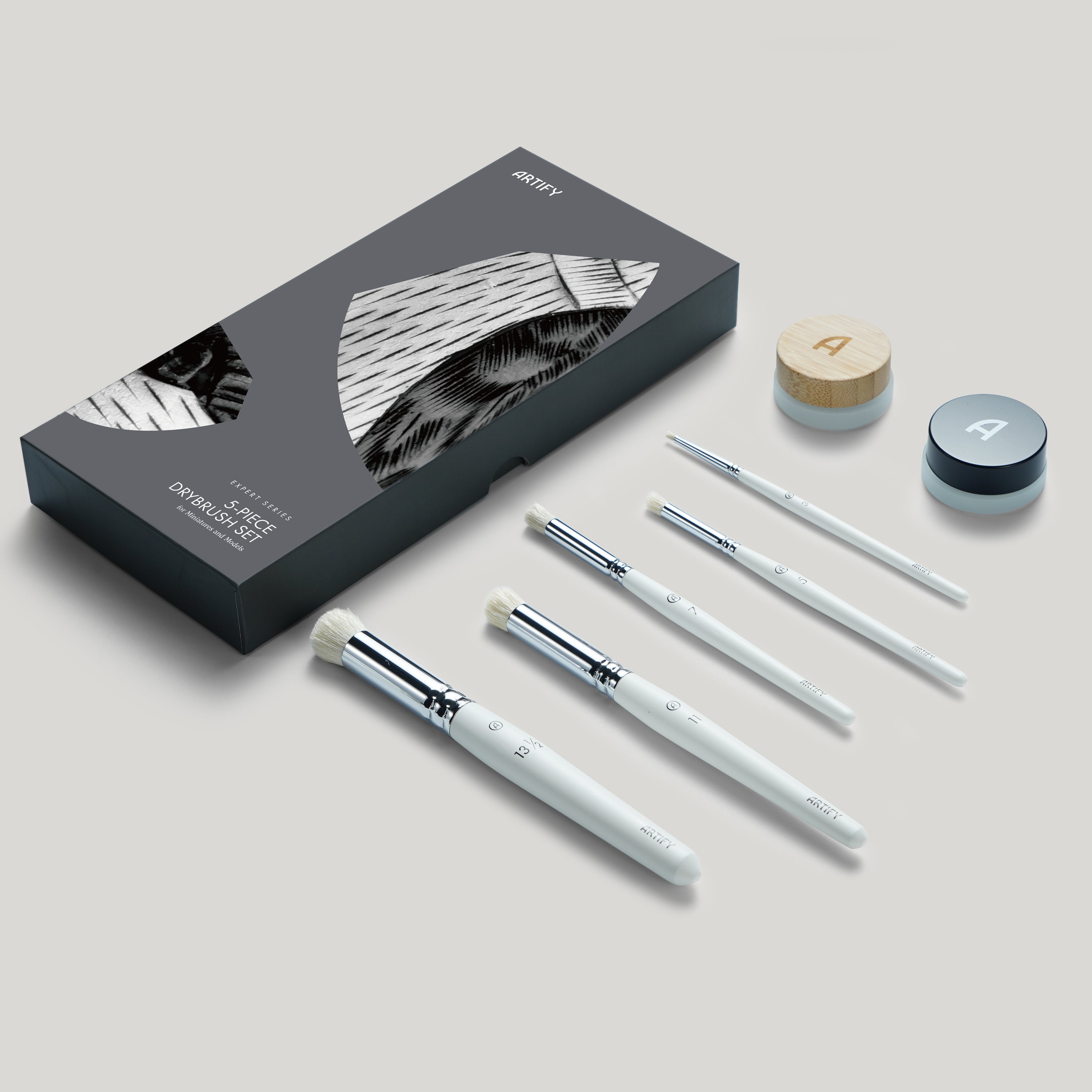 5PCS Drybrush Set Miniature Painting-Effortless Miniature & Model Painting (Black & White)