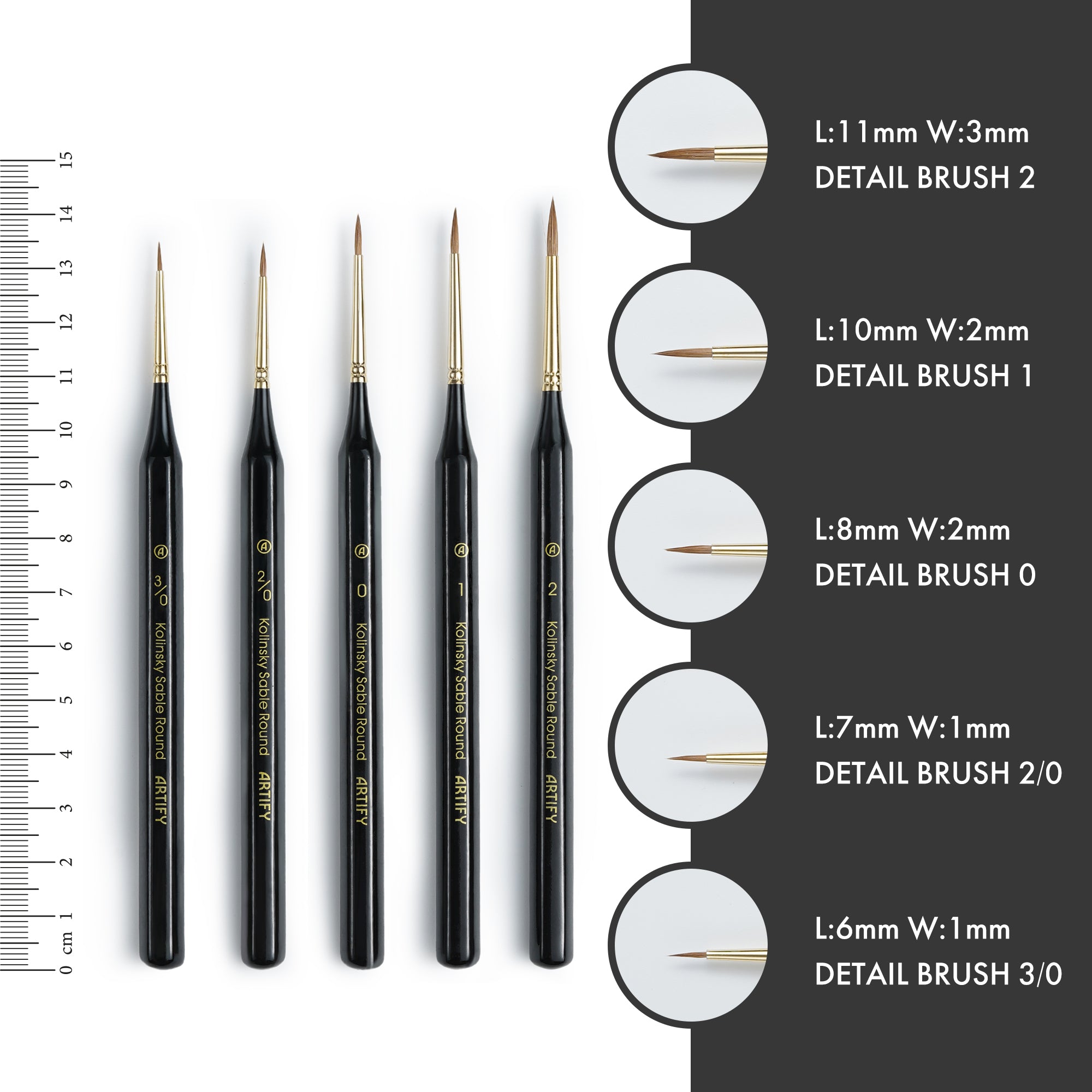 ARTIFY 100% Kolinsky Sable Micro Detail Paint Brushes, Master Series