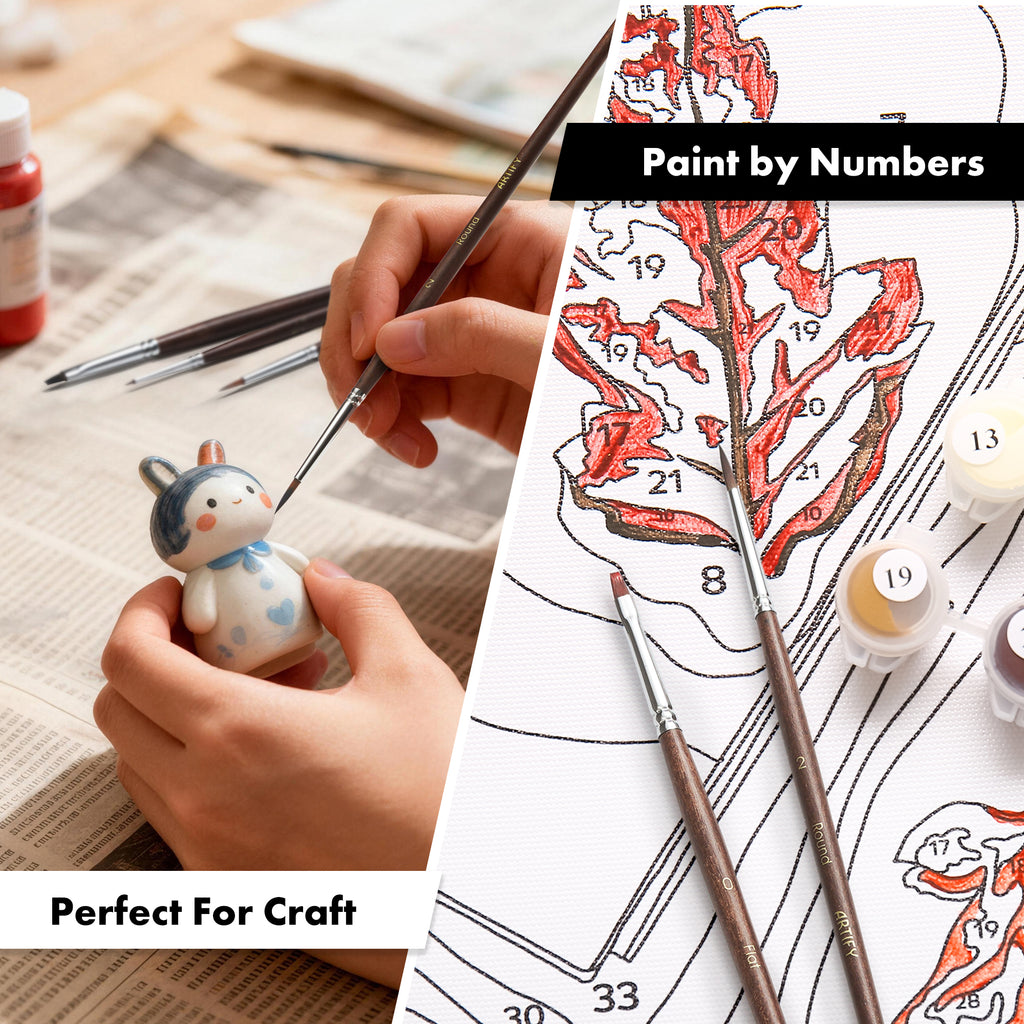 ARTIFY 14 PCS Miniature Paint Brush Set: Bionic Hair Fine Brushes with Goat Hair Drybrushes