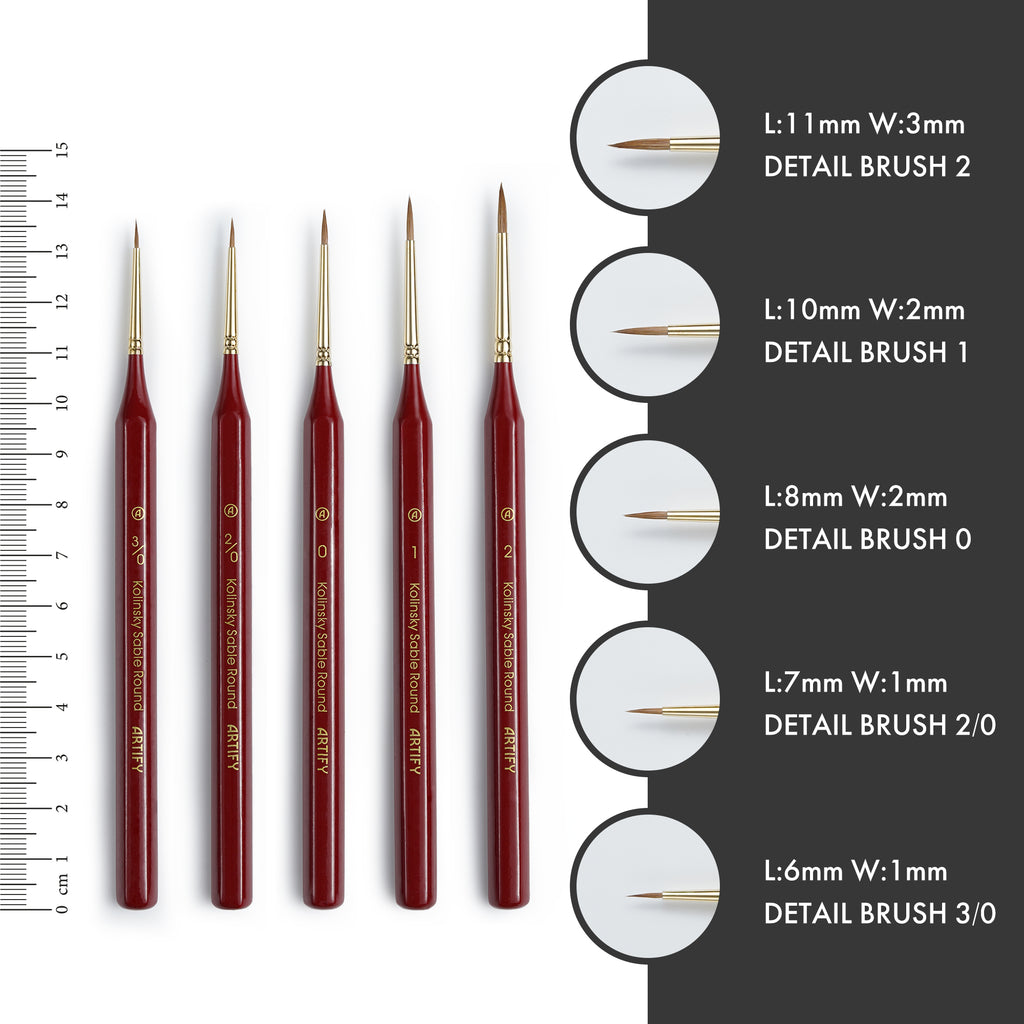 ARTIFY 100% Kolinsky Sable Micro Detail Paint Brushes, Master Series