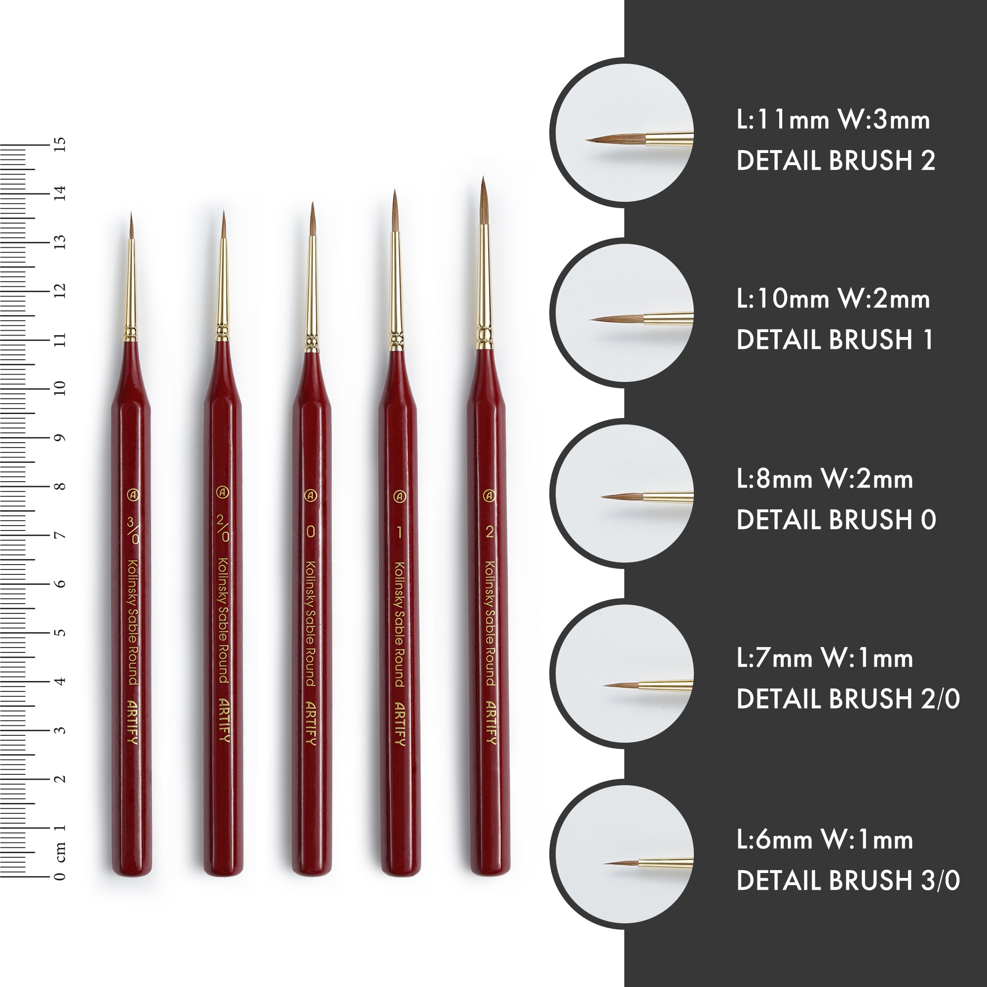 ARTIFY 100% Kolinsky Sable Micro Detail Paint Brushes, Master Series