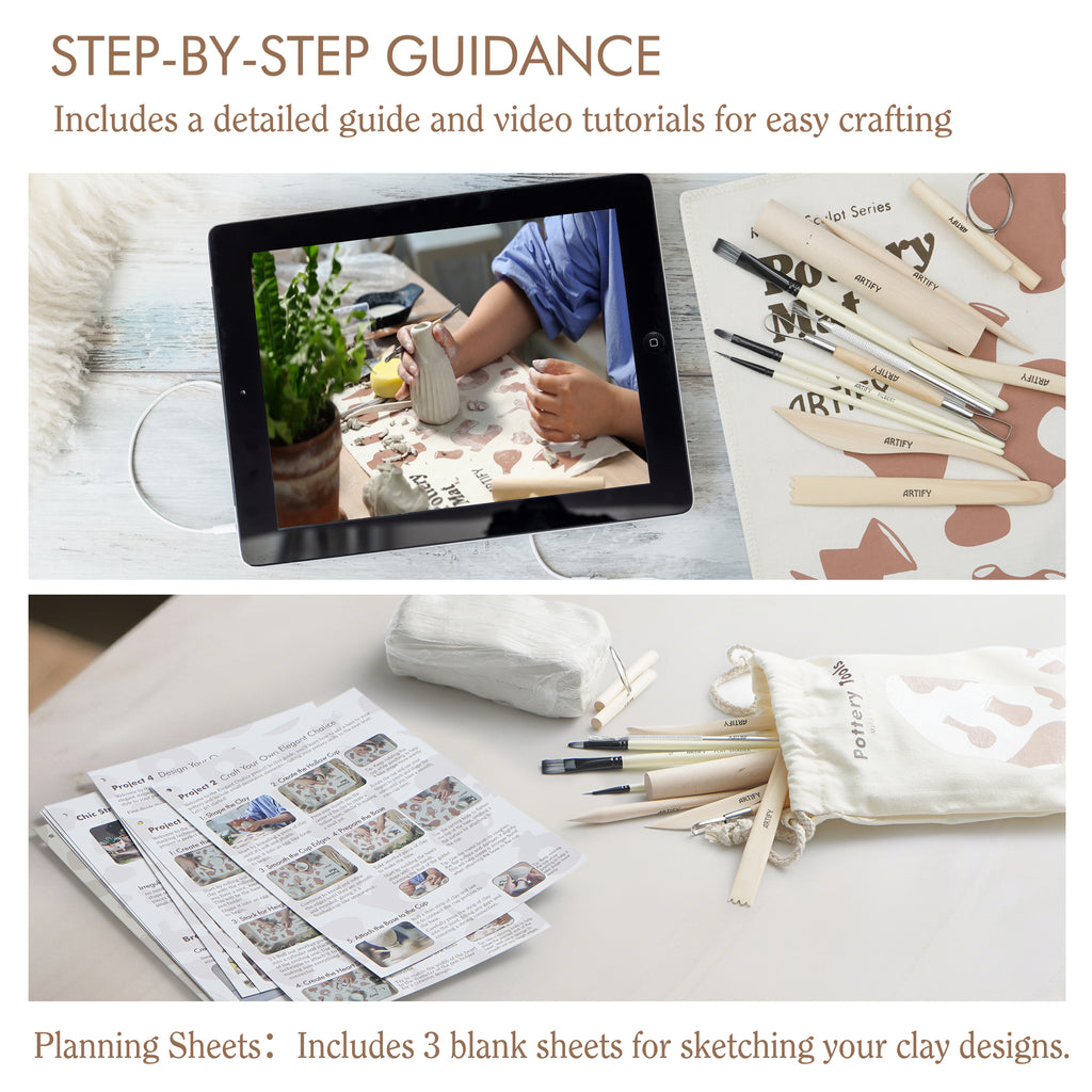 ARTIFY Air Dry Clay Craft Kit , DIY Home Pottery Kit for All Ages, Mold & Sculpt Series - Artify