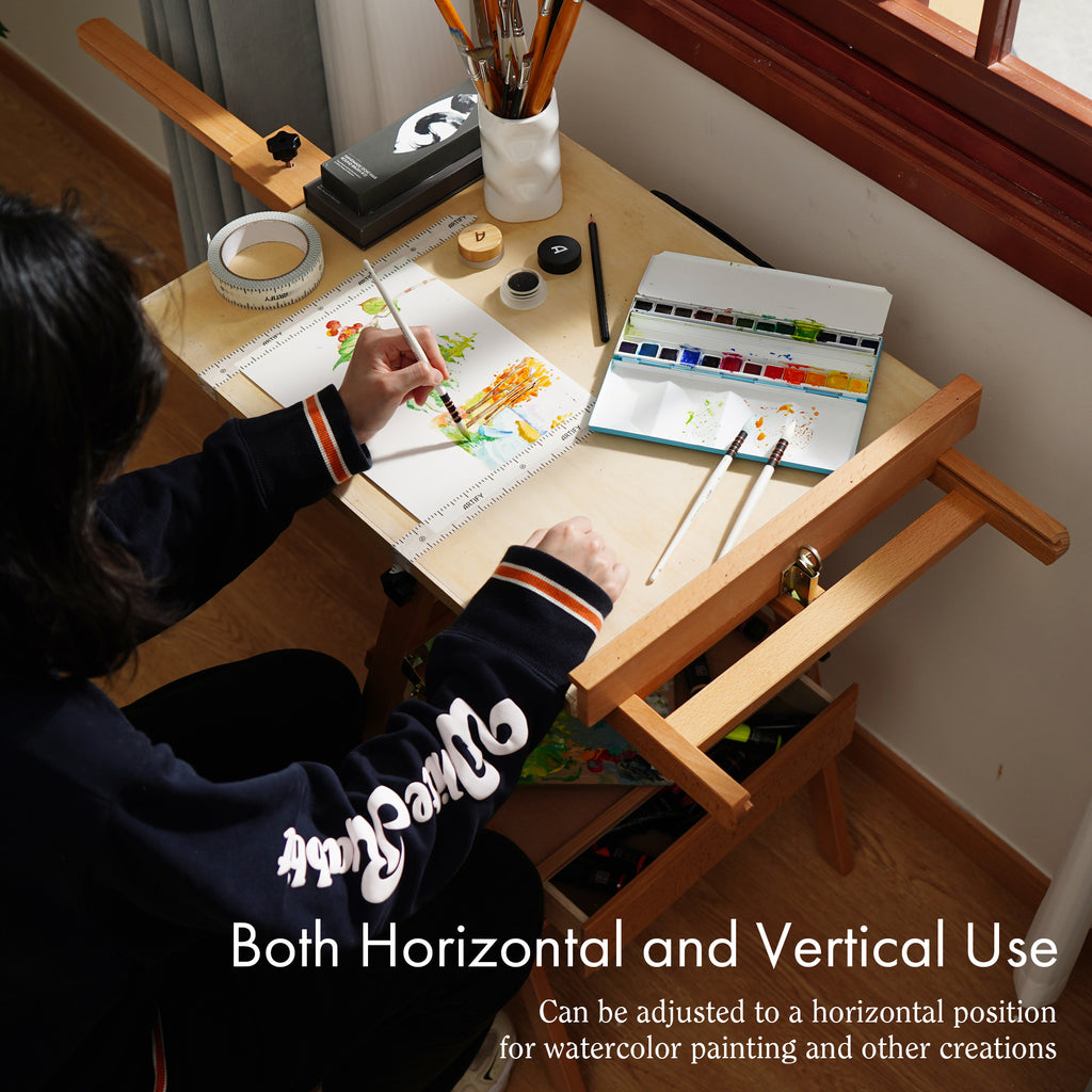 ARTIFY Large Wooden H-Frame Studio Beechwood Easel - Artify