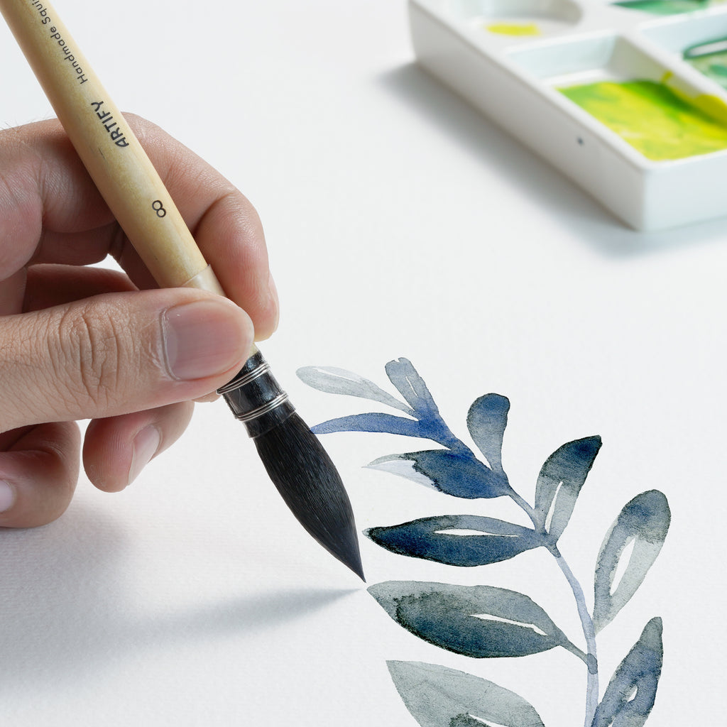 #8 squirrel hair brush in painting