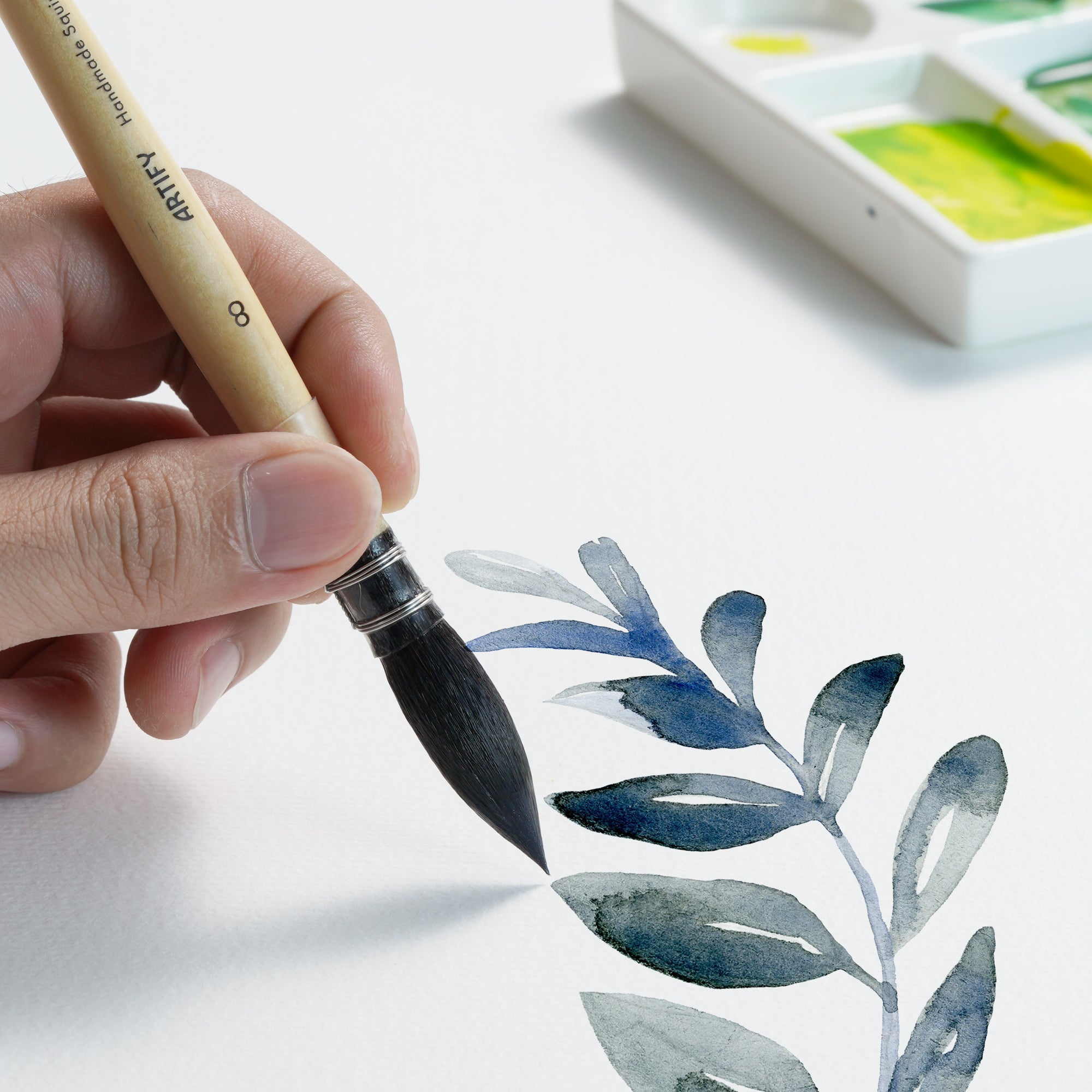 #8 squirrel hair brush in painting