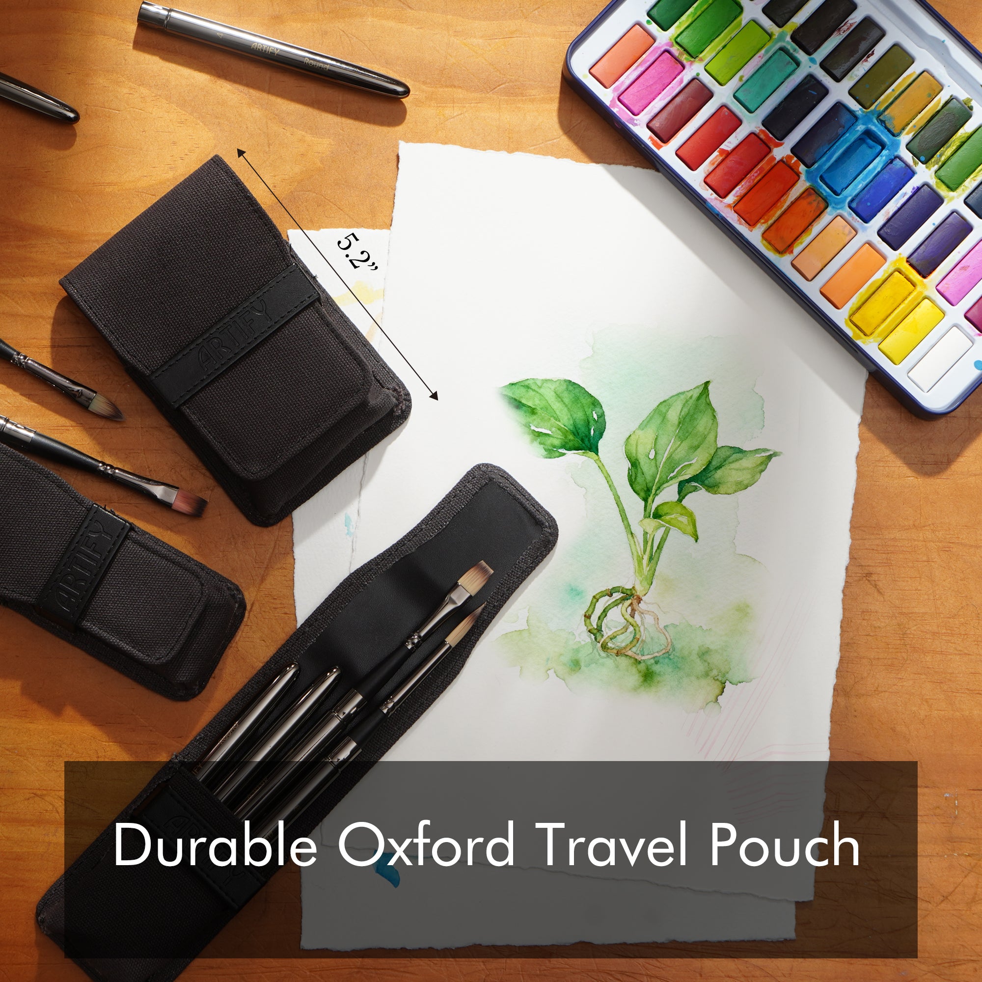 ARTIFY Travel Watercolor Brush Set, Synthetic Outdoor Paint Brushes with with Anti-Rust Handle