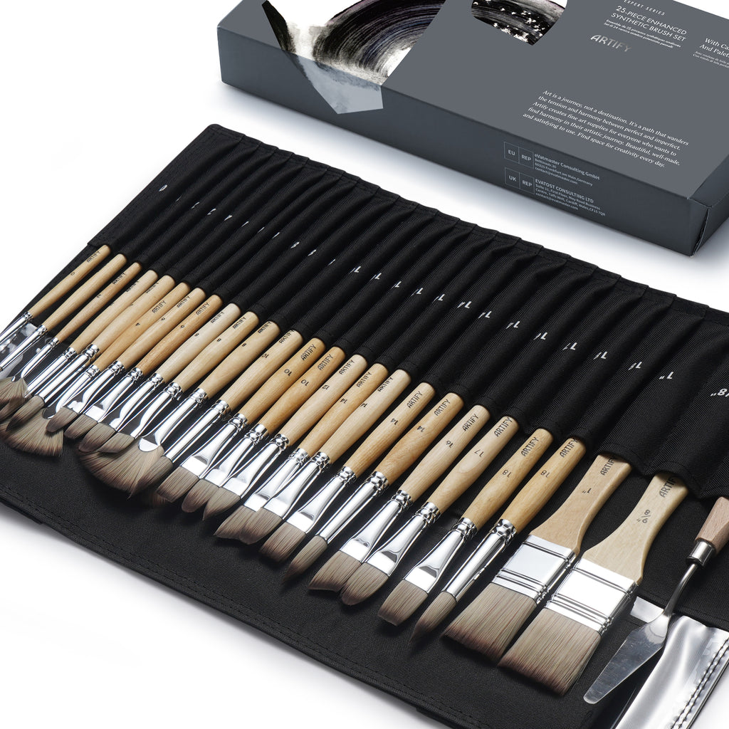 ARTIFY 25 pcs Enhanced Synthetic Brush Set, Expert Series - Artify