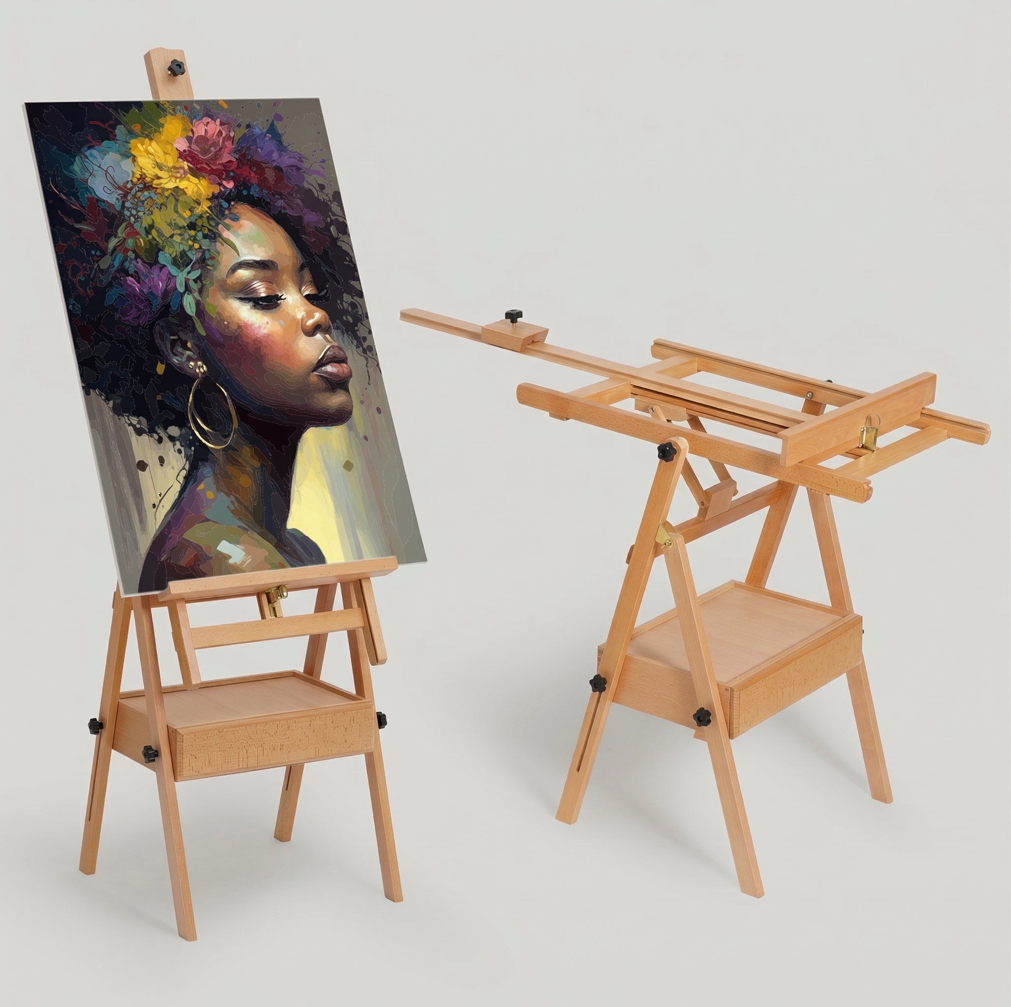 ARTIFY Large Wooden H-Frame Studio Beechwood Easel