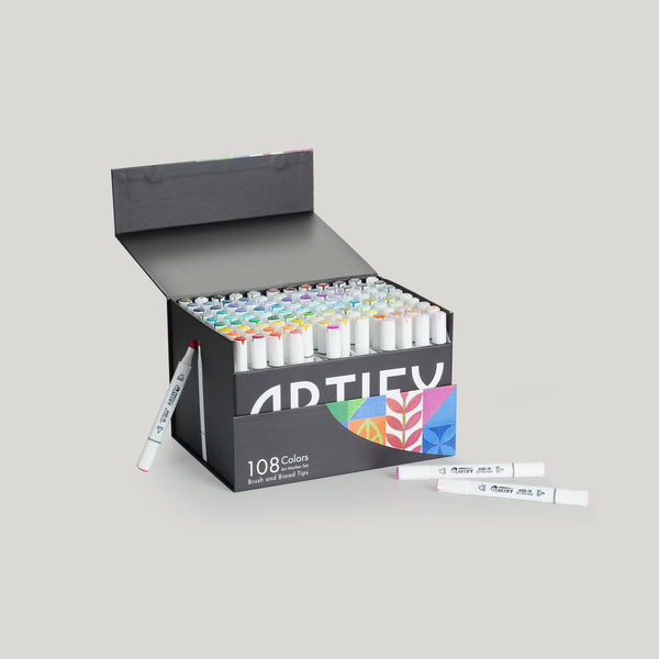 ARTIFY 108 Colors Alcohol Brush & Chisel Tips Markers - Gift Packaging
