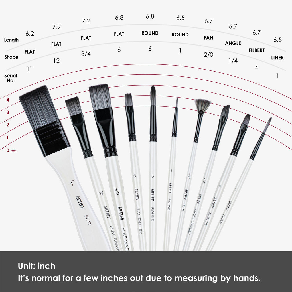 ARTIFY 10 Pcs Synthetic Hair Paint Brush Set - Artify