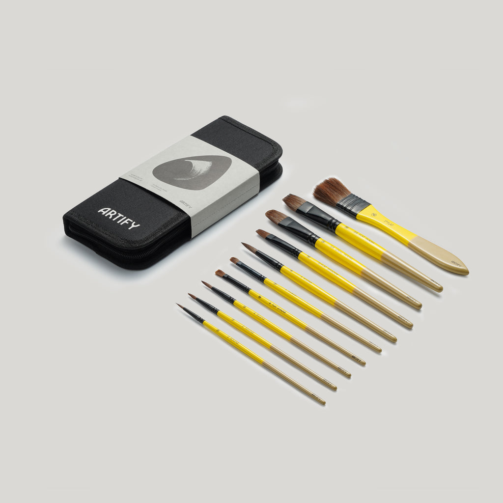ARTIFY 10 Pcs Natural Horse Hair Paint Brush Set - Artify