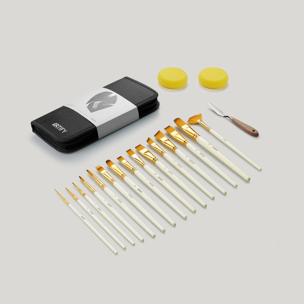 ARTIFY 15pcs and 18pcs Paint Brush Set for Intermedium