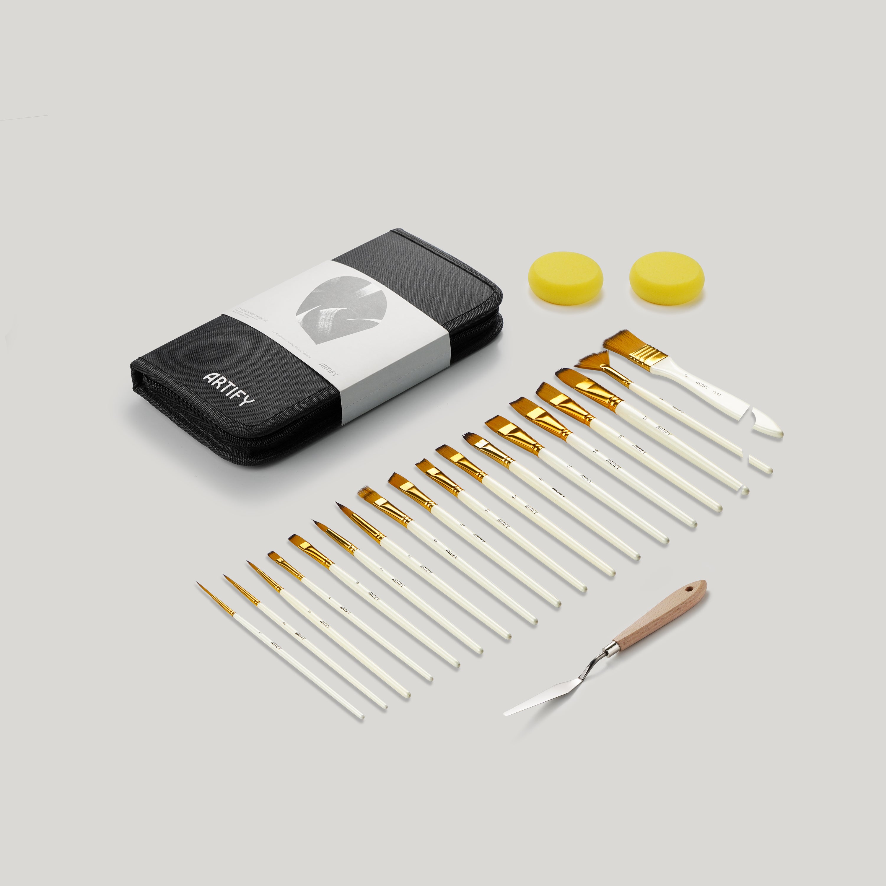 ARTIFY 15pcs and 18pcs Paint Brush Set for Intermedium