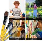 ARTIFY 10 Pcs Natural Horse Hair Paint Brush Set - Artify