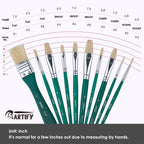 ARTIFY 10 Pcs Hog Hairs Paint Brush Set - Artify