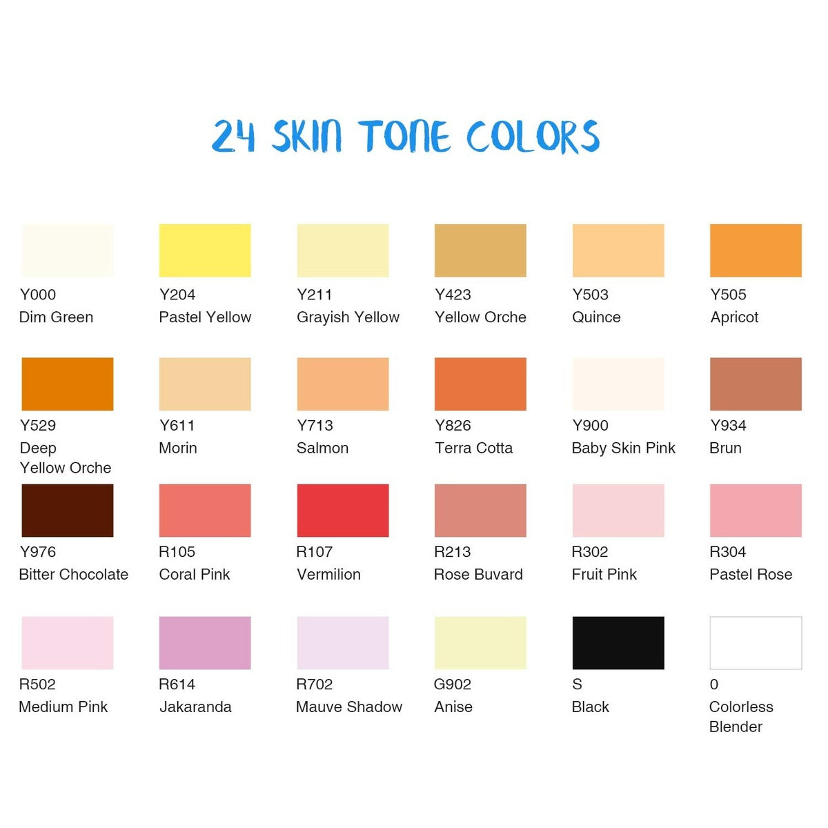 24 Colors Skin Tone Alcohol Based - Artify