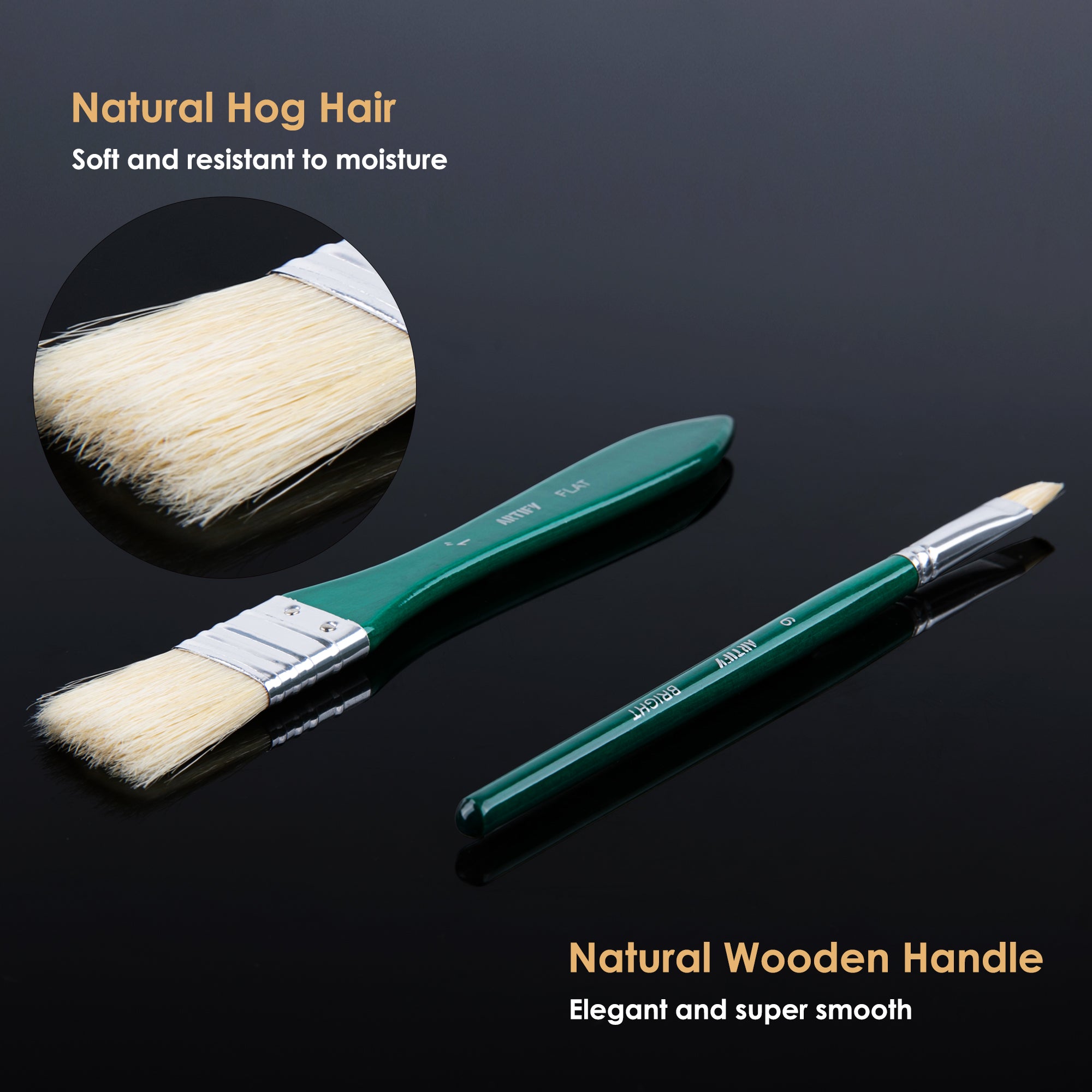 ARTIFY 10 Pcs Hog Hairs Paint Brush Set - Artify