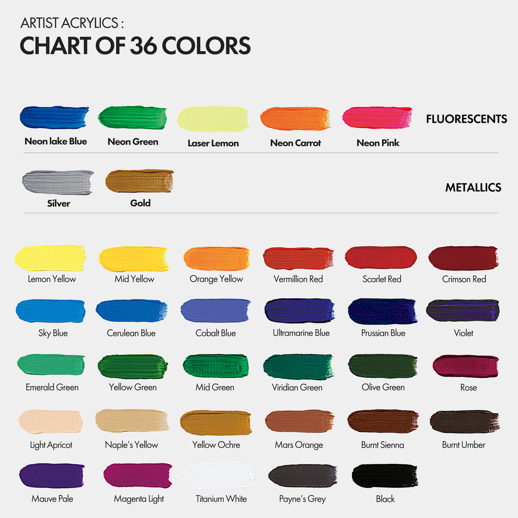 ARTIFY 36 Colors Premium Heavy Body Acrylic Paint Set - Artify