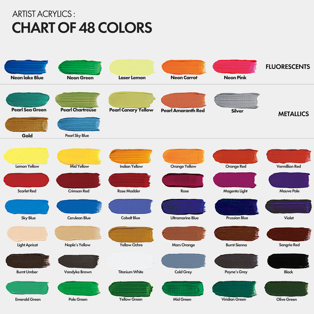ARTIFY Premium Heavy Body Acrylic Paint Set — 48 Colors (1.29 oz, 38ml), Non-Toxic - Artify