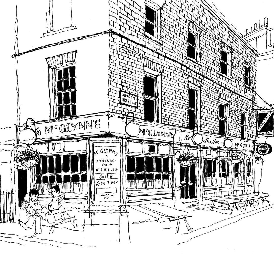 Streetscape Line Draft — One Set Containing Multiple Pictures - Artify