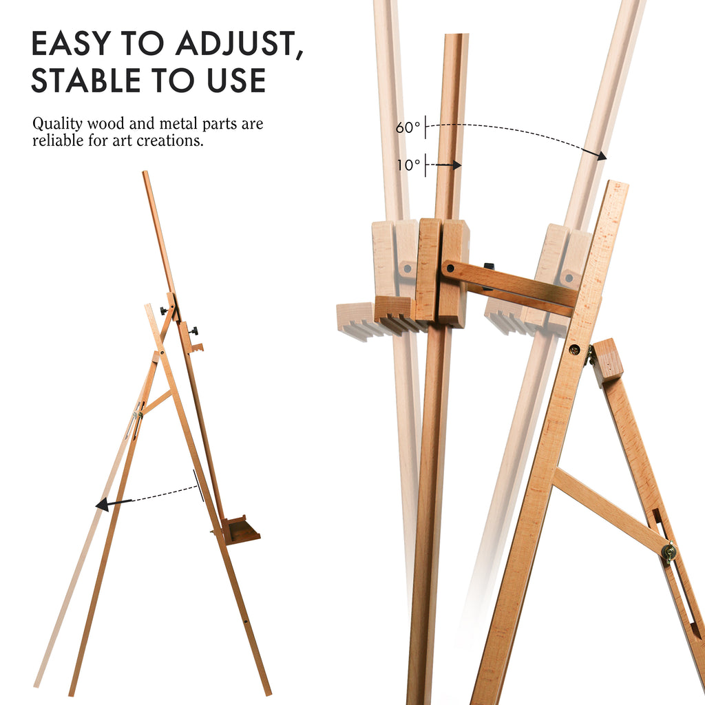 ARTIFY Large A-Frame Adjustable Solid Beechwood Easel - Artify