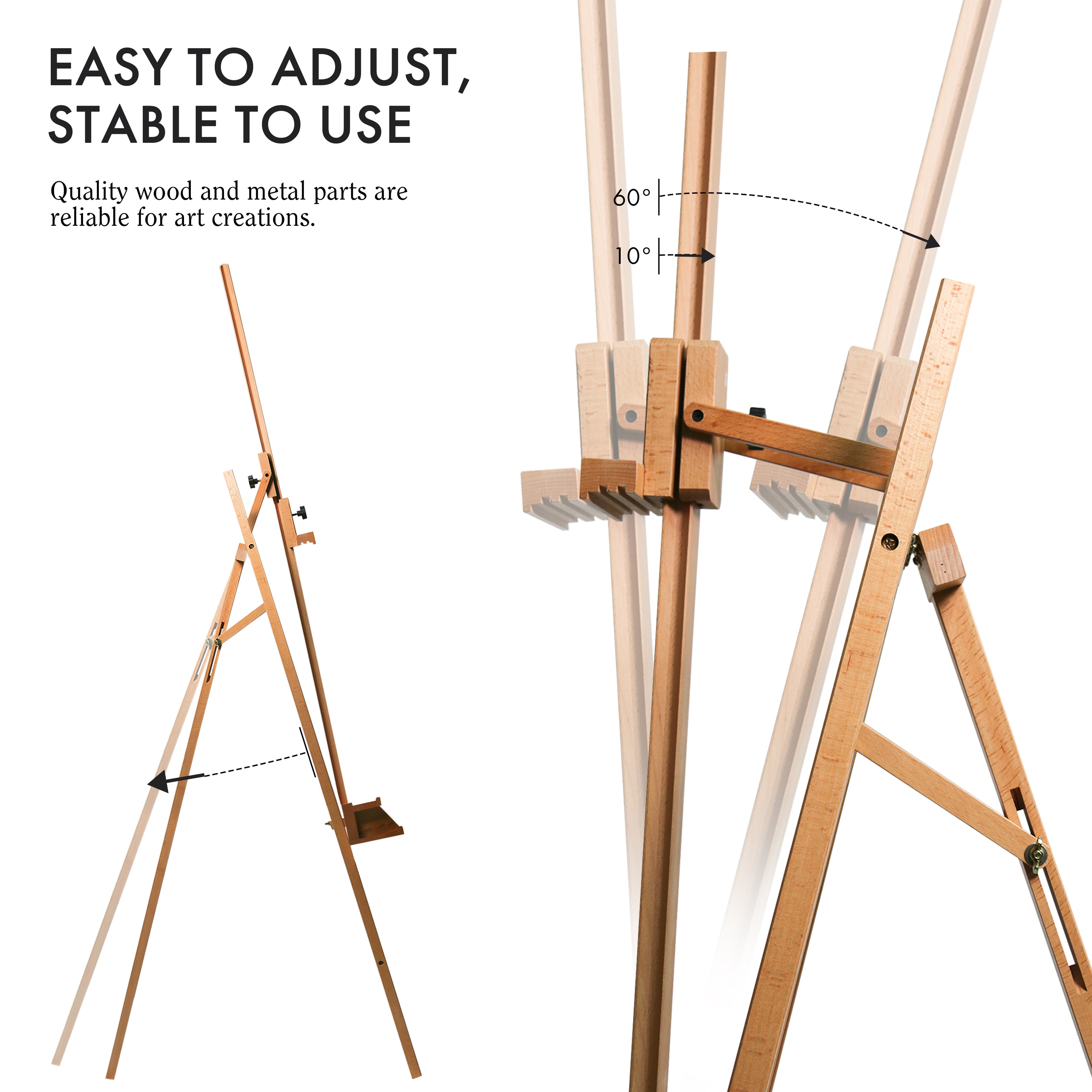 ARTIFY Large A-Frame Adjustable Solid Beechwood Easel - Artify