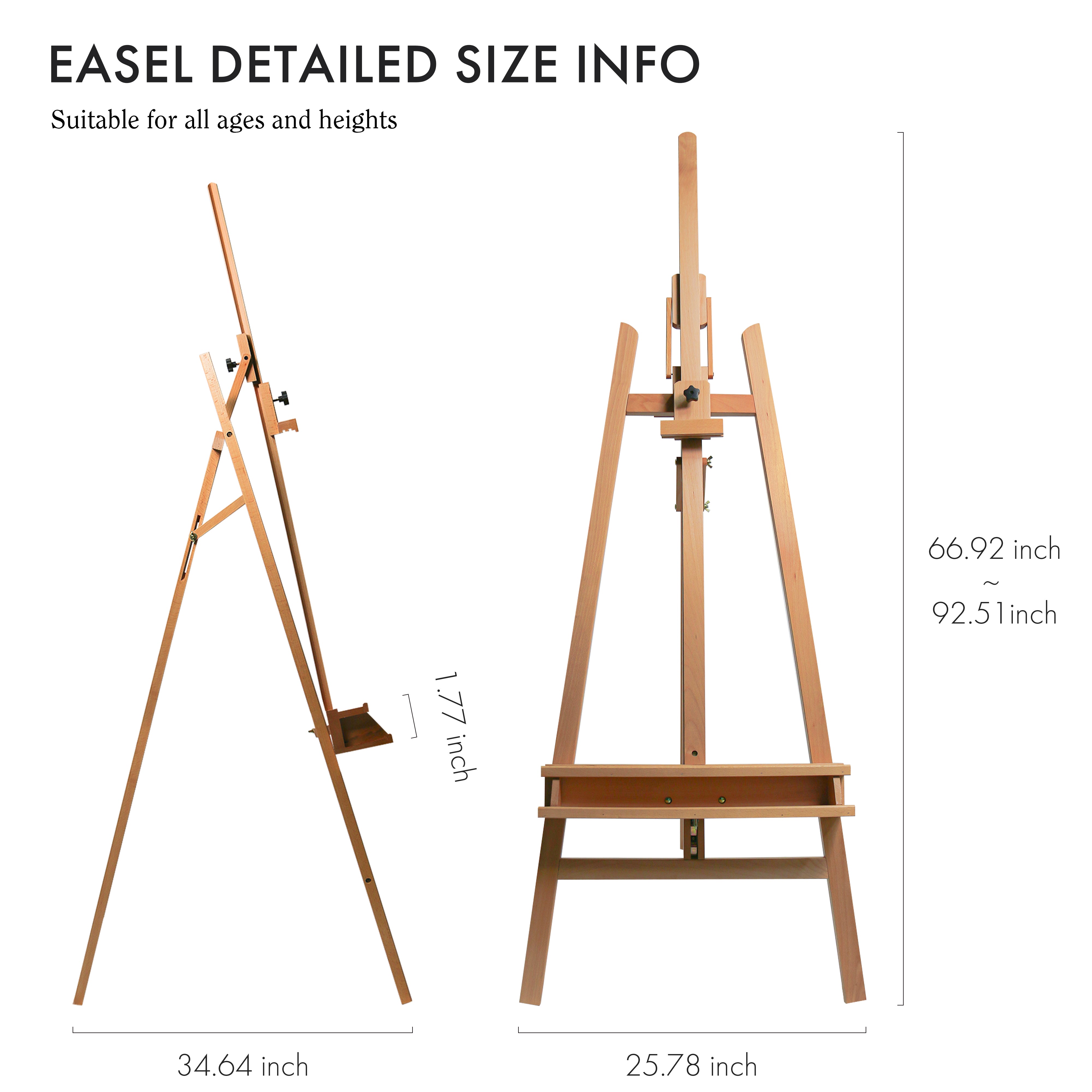 ARTIFY Large A-Frame Adjustable Solid Beechwood Easel