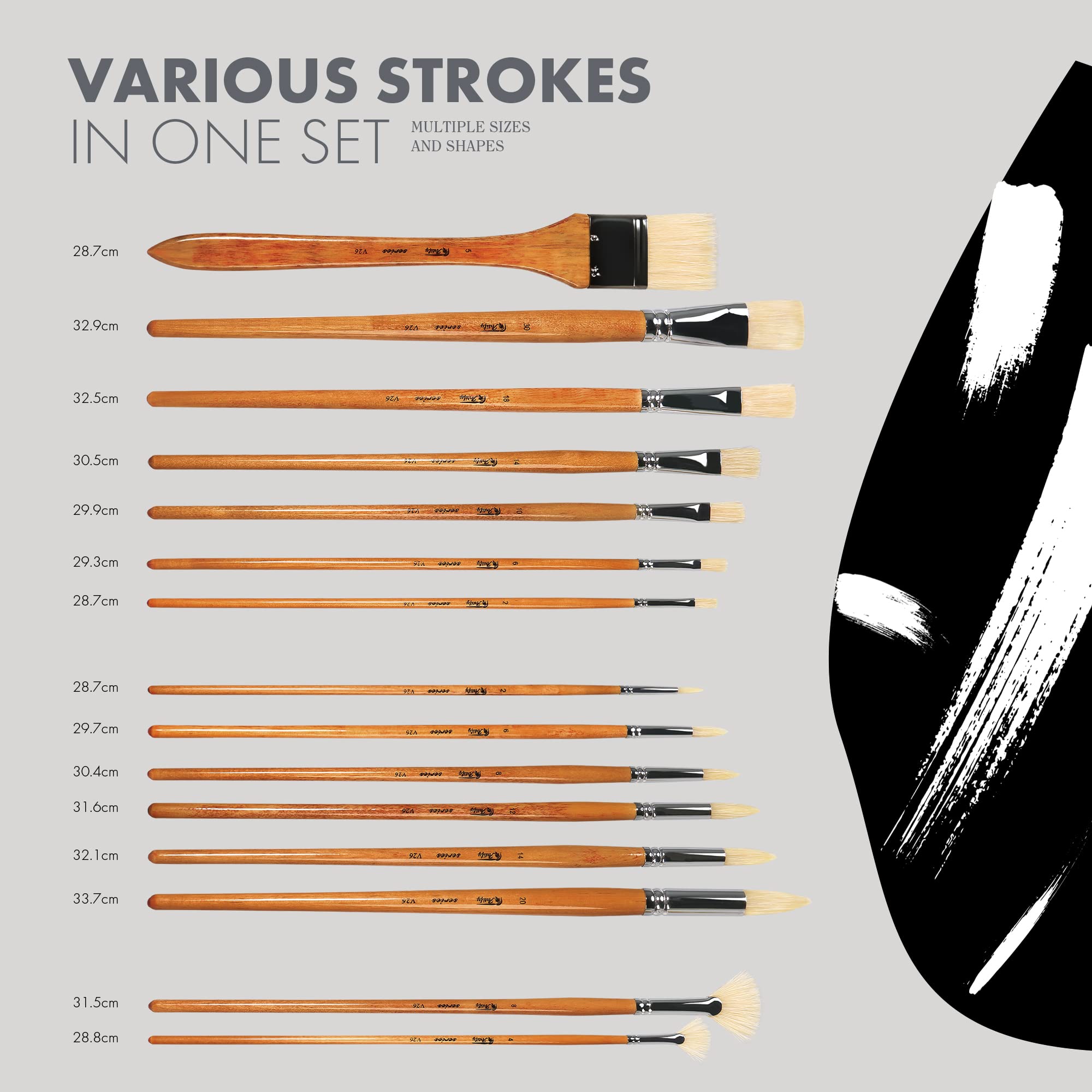 ARTIFY 15 pcs Professional Oil Paint Brush Set - Artify