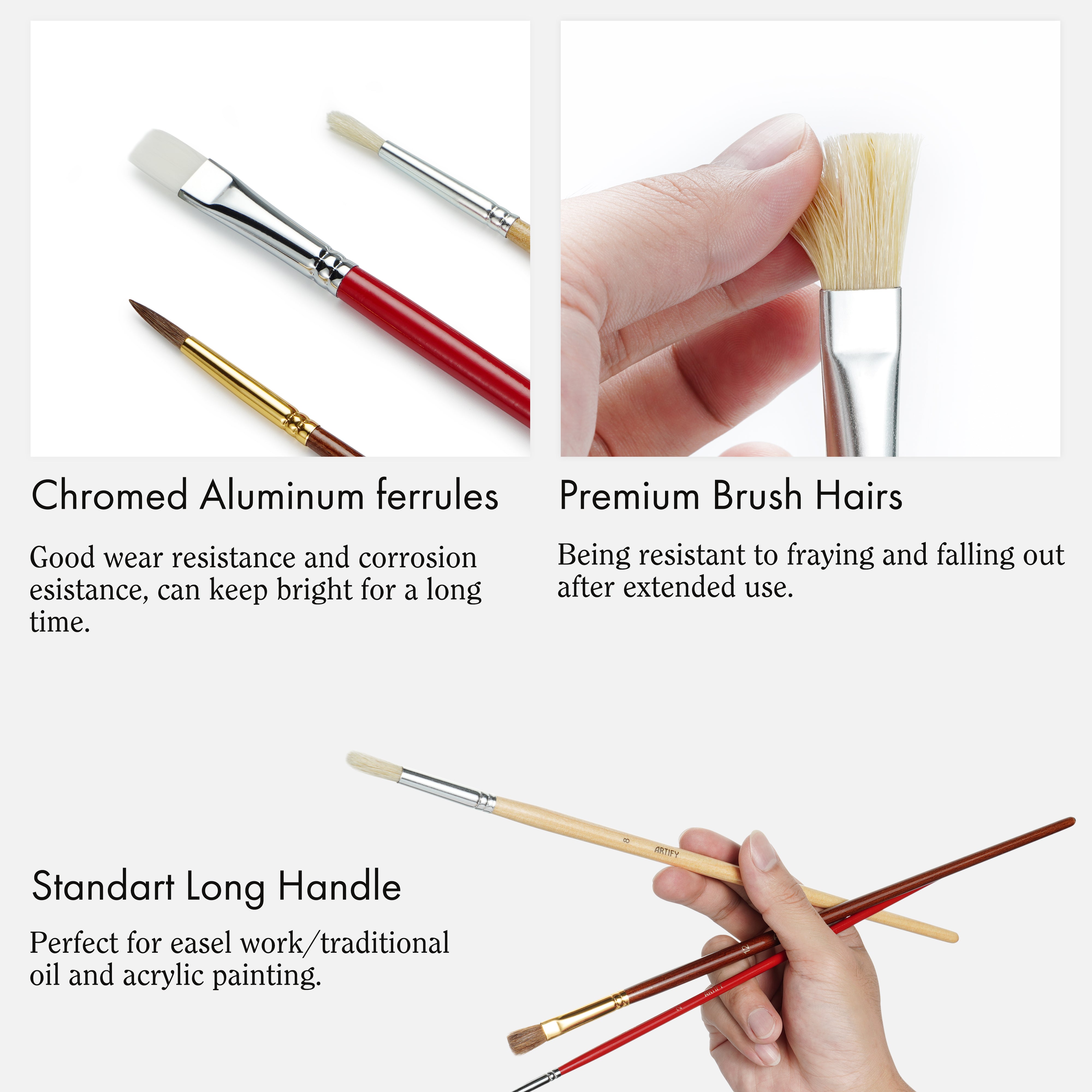 6 Pcs Art Paintbrush Sets, Arti Supply Pure Hair Wolf Hair Painting Brush  for Acrylic Gouache Oil Painting and Watercolor