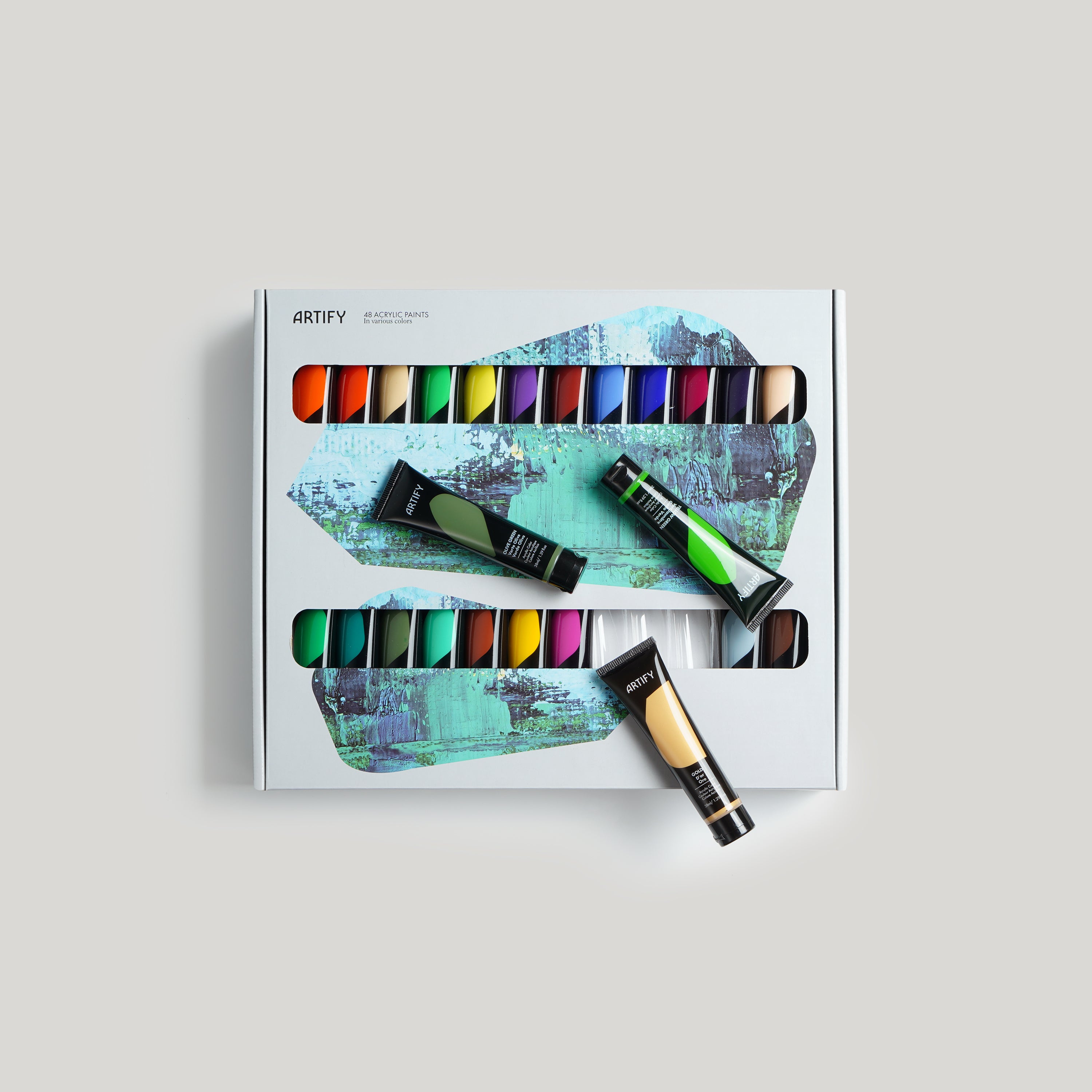 ARTIFY Premium Heavy Body Acrylic Paint Set — 48 Colors (1.29 oz, 38ml), Non-Toxic - Artify