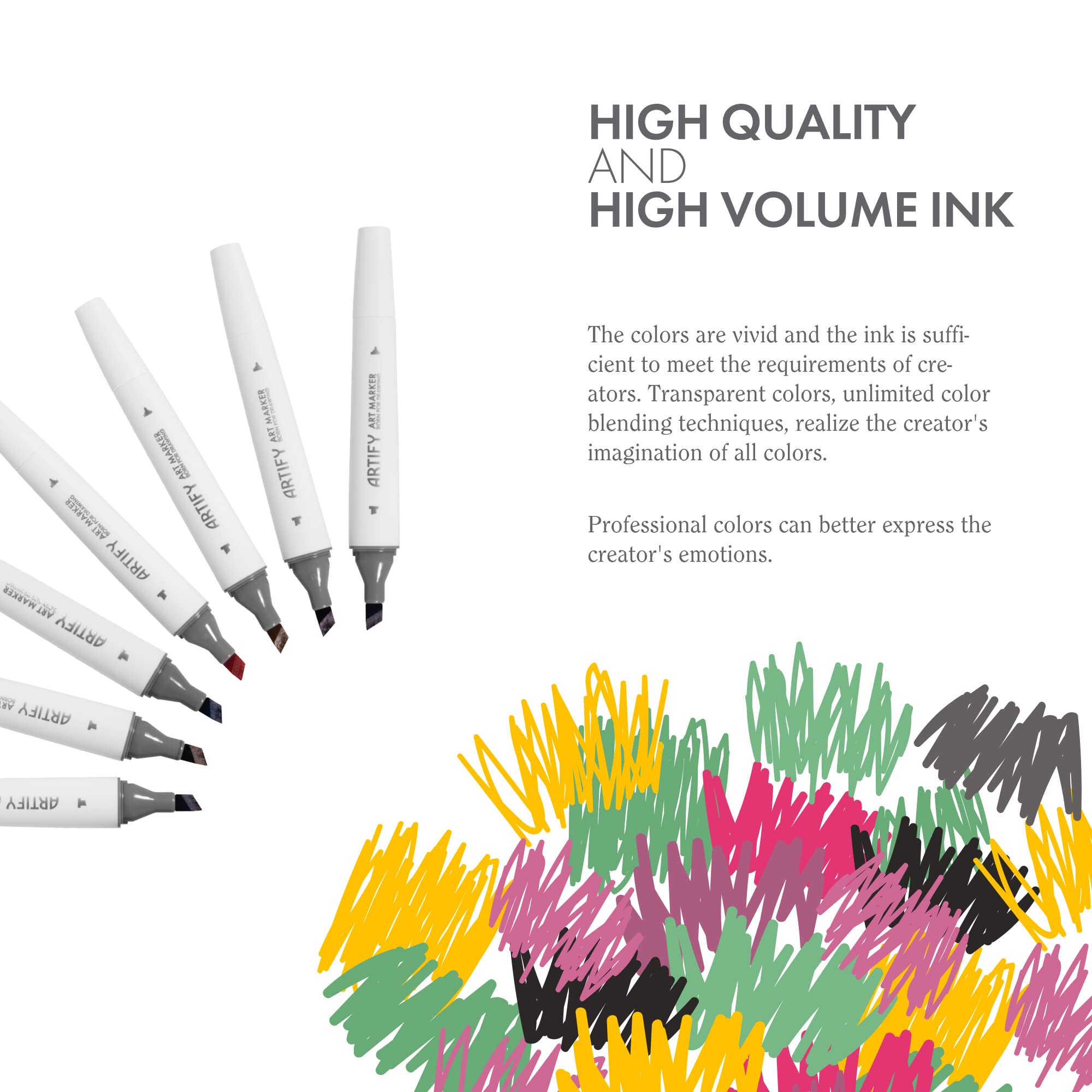 ARTIFY 80 Colors Art Markers-Fine & Broad Dual Tips Professional Artist Markers with Carrying Case - Artify
