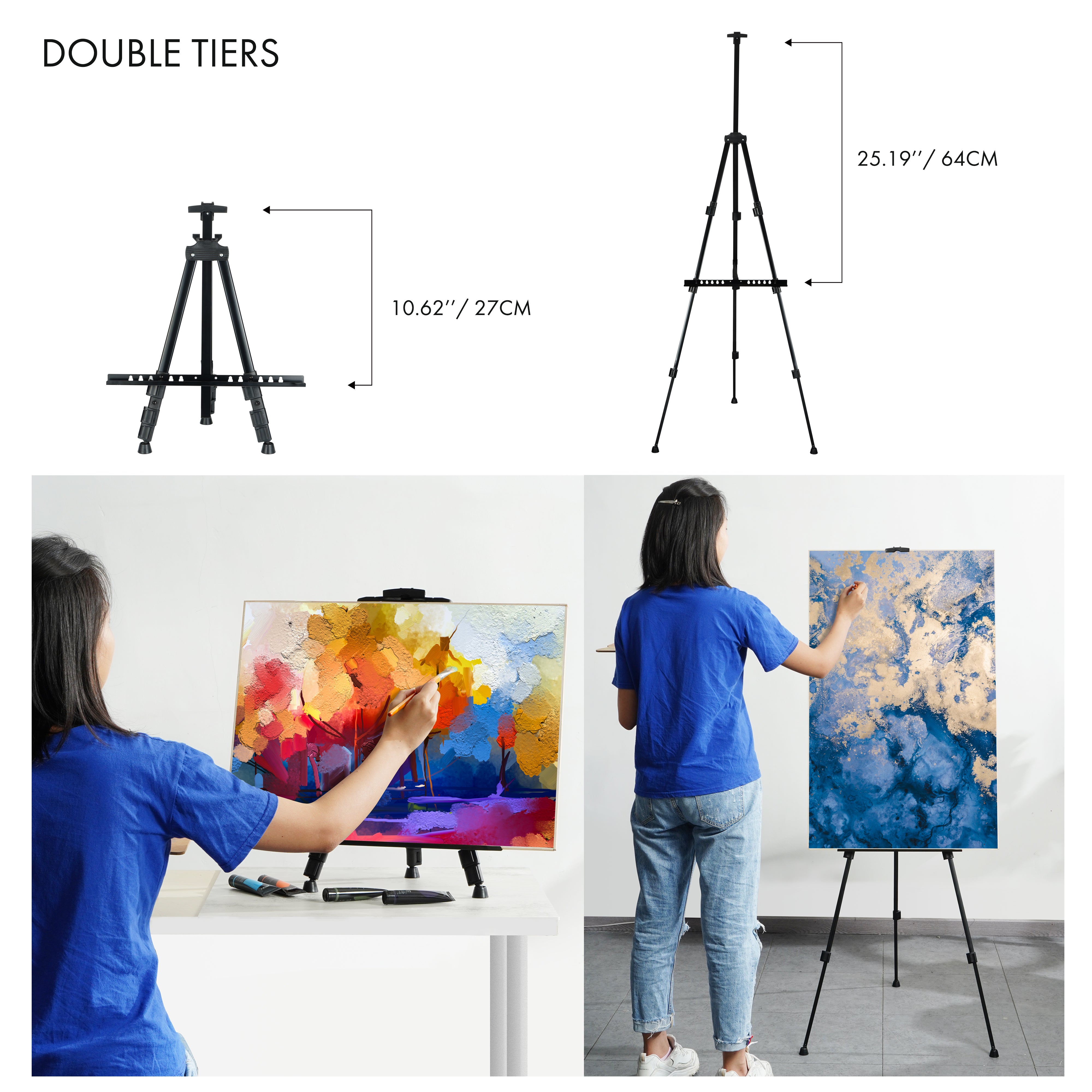 Artify 66 Inches Double Tier Adjustable Easel Stand