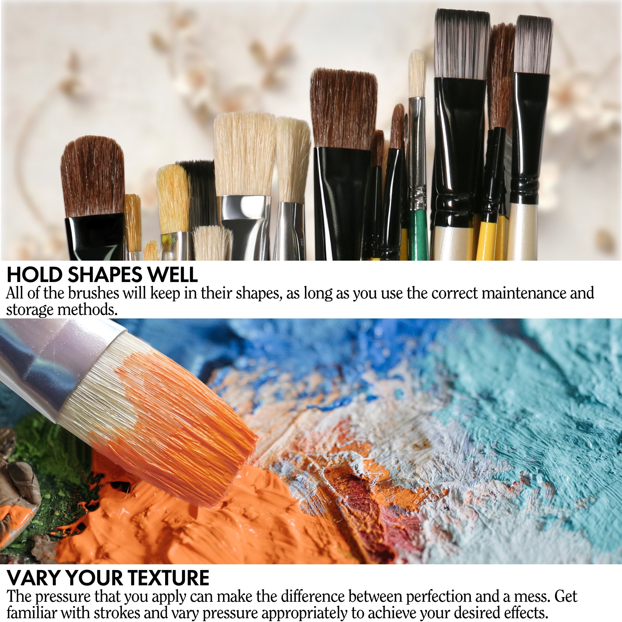 ARTIFY 10 Pcs Hog Hairs Paint Brush Set - Artify