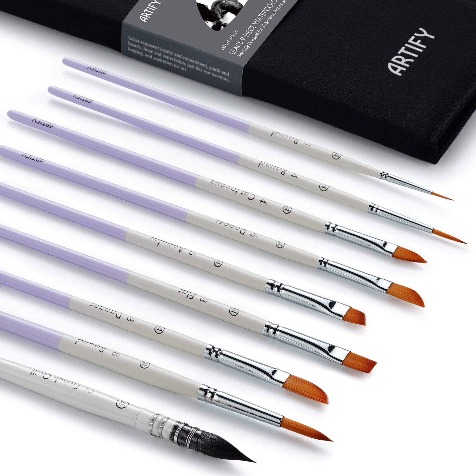 ARTIFY 9 PCS Travel Watercolor Brushes for Beginners & Pros - Artify