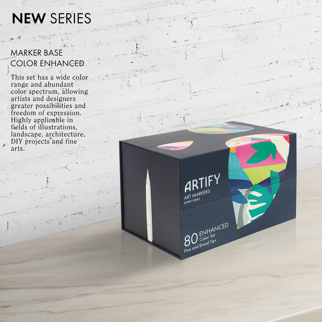 ARTIFY 80 Colors Art Markers-Fine & Broad Dual Tips Professional Artist Markers with Carrying Case - Artify