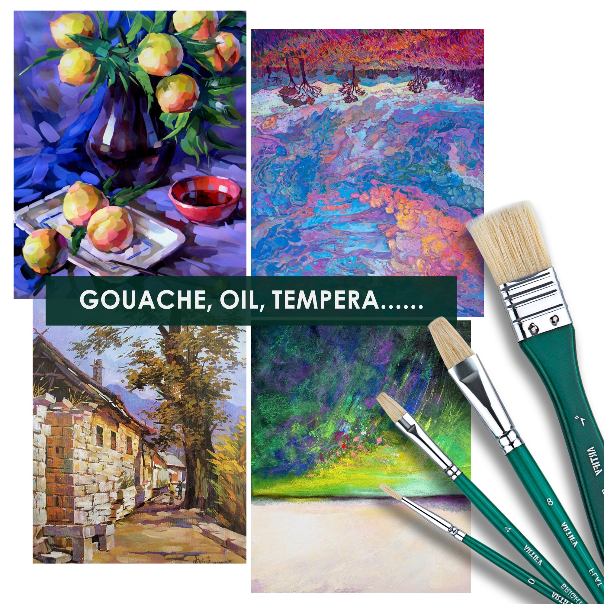 ARTIFY 10 Pcs Hog Hairs Paint Brush Set - Artify