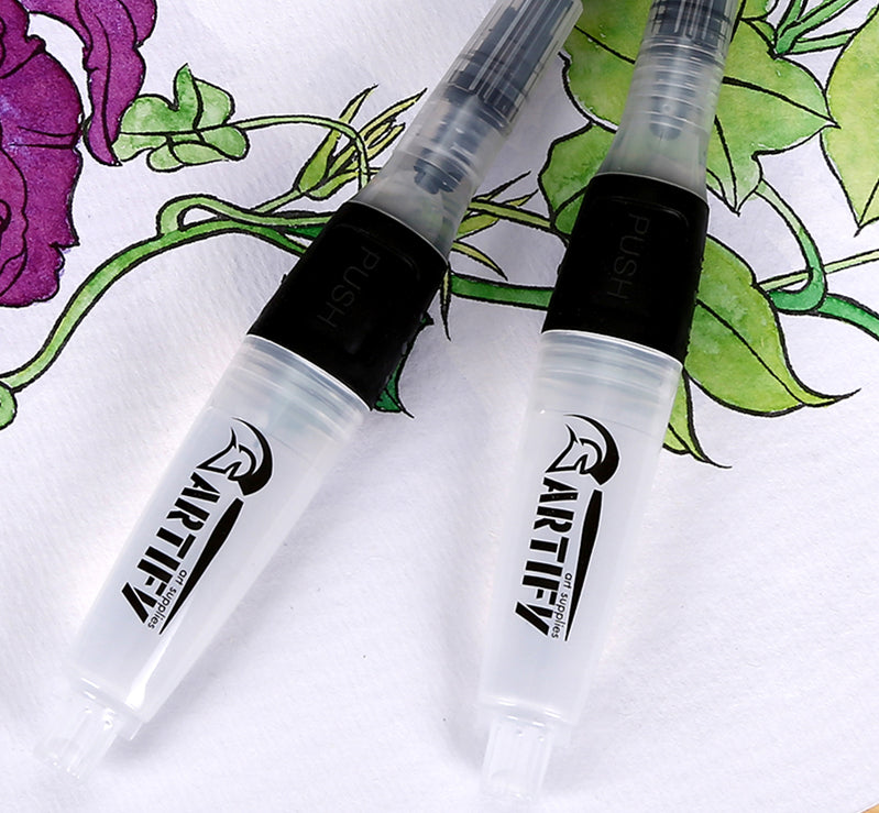 Artify 6 Pcs Water Brush Pen Set — New Patent Design High Capacity Water Brushes, Self-moistening - Artify