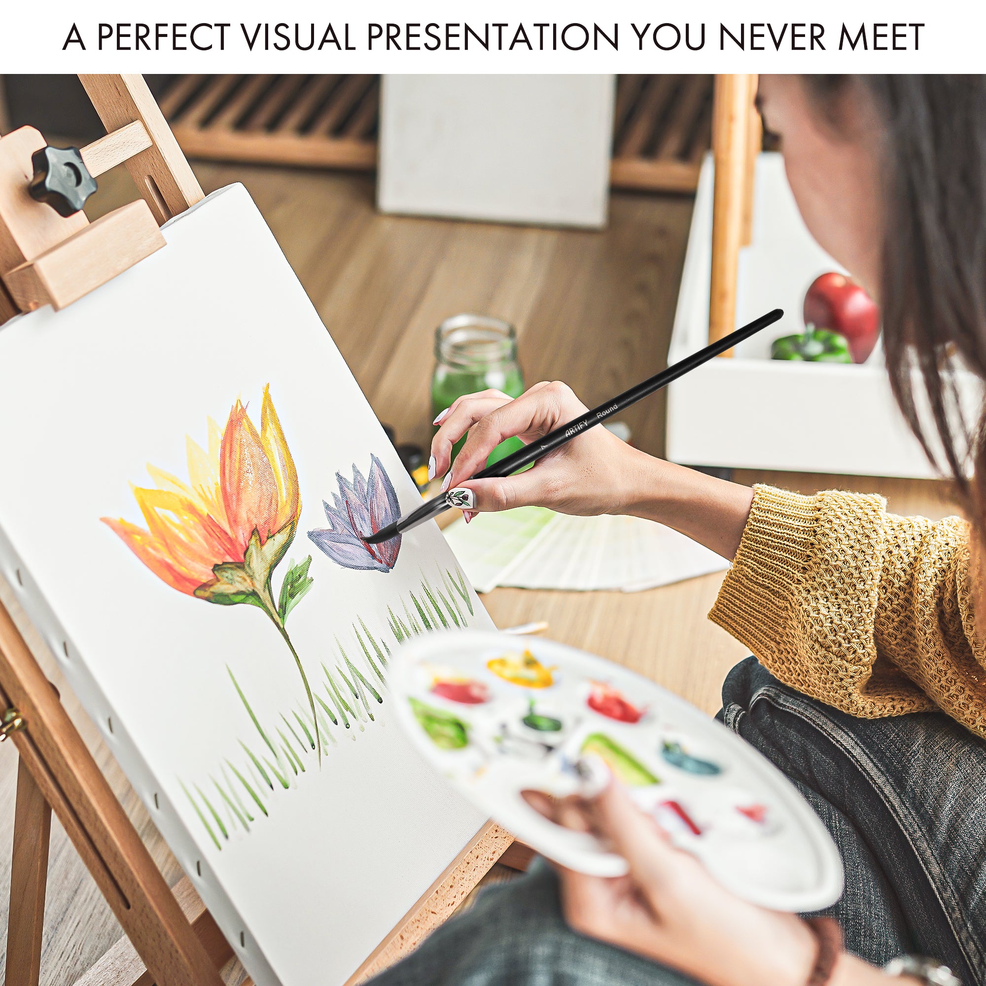 ARTIFY 12 PCS Premium Nylon Hair Watercolor Paint Brushes - Artify