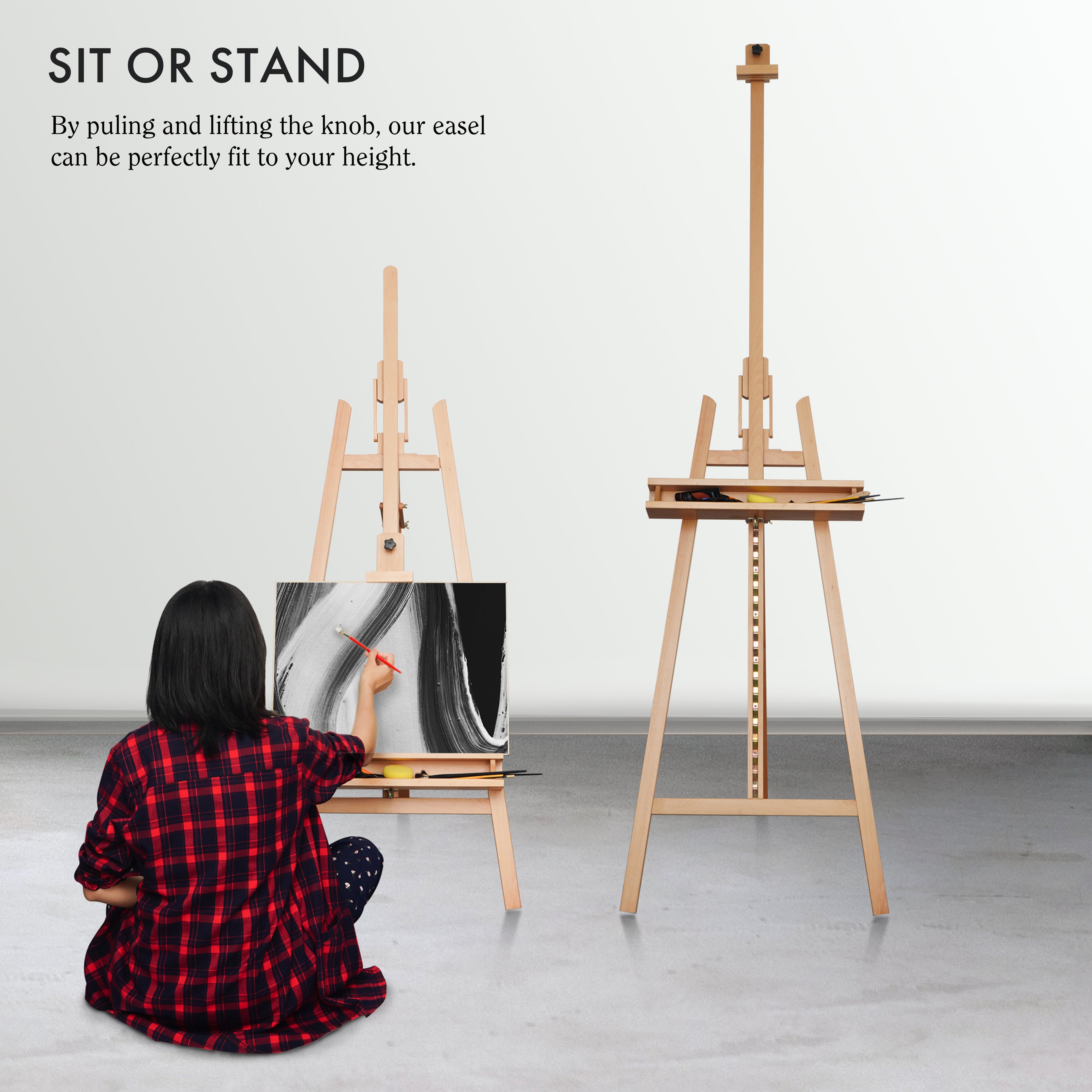 ARTIFY Large A-Frame Adjustable Solid Beechwood Easel - Artify