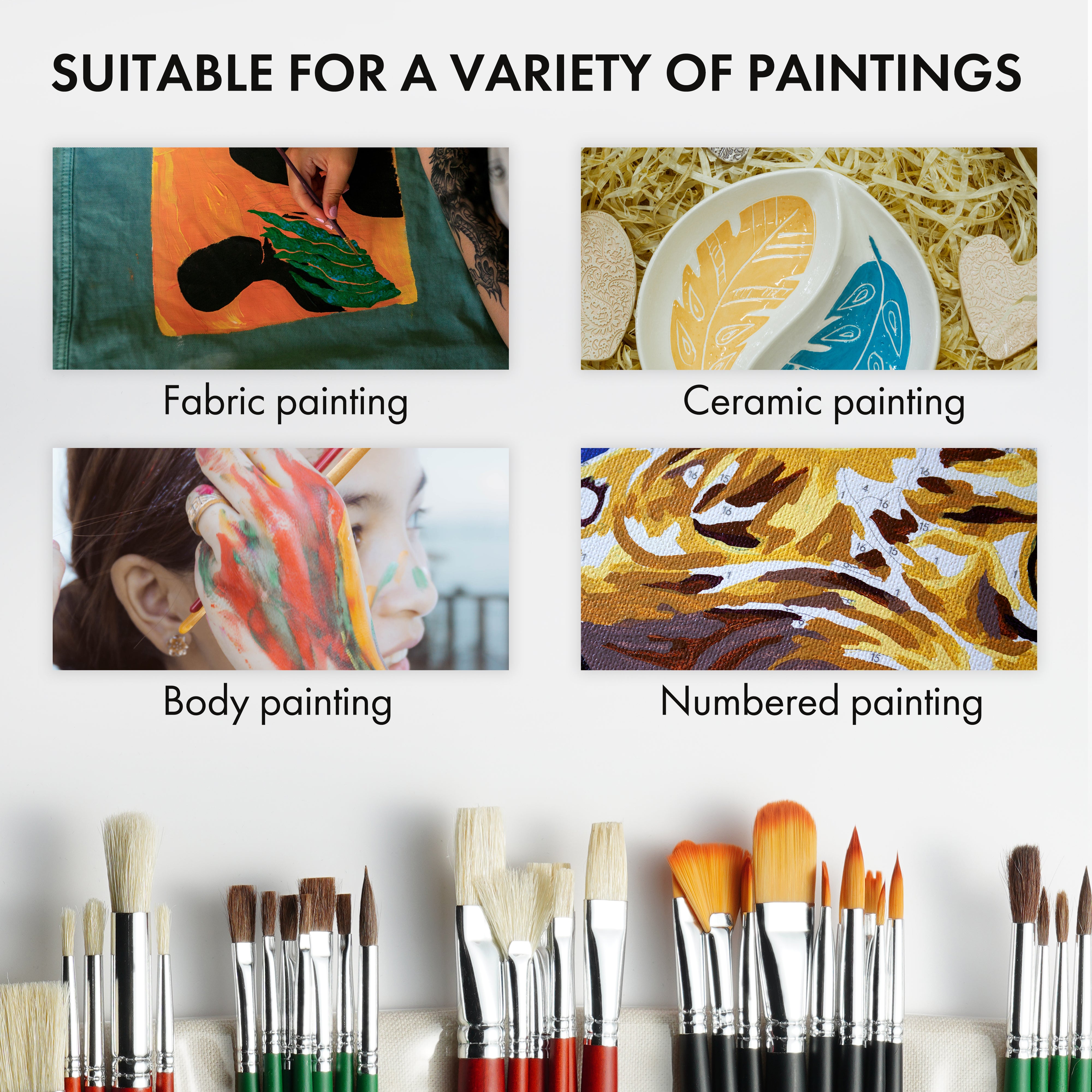 ARTIFY 41 Pieces Long Handle Paint Brushes Art Set