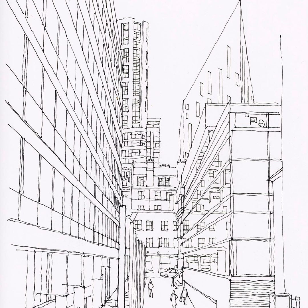 Streetscape Line Draft — One Set Containing Multiple Pictures - Artify